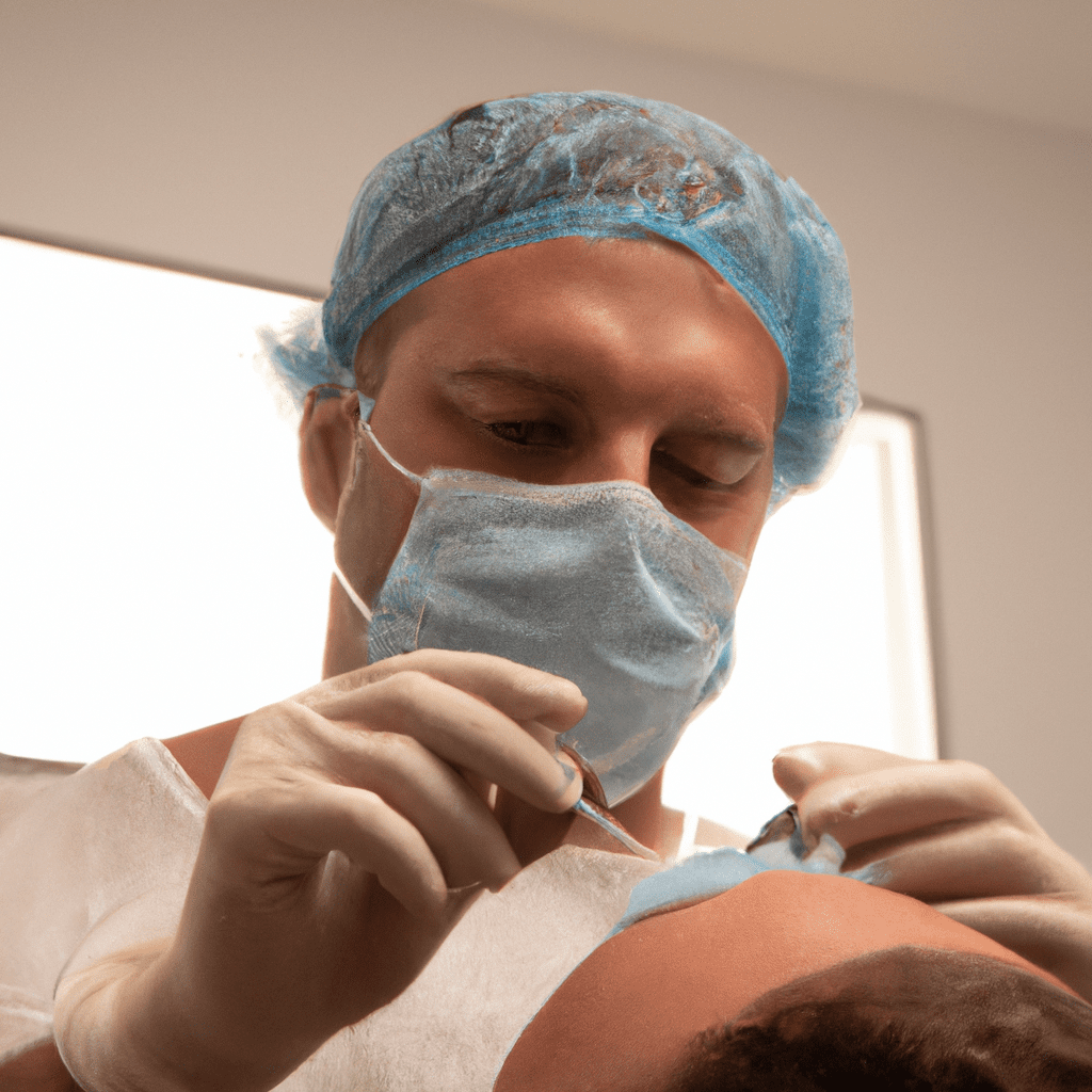 A professional surgeon performing hair transplant.