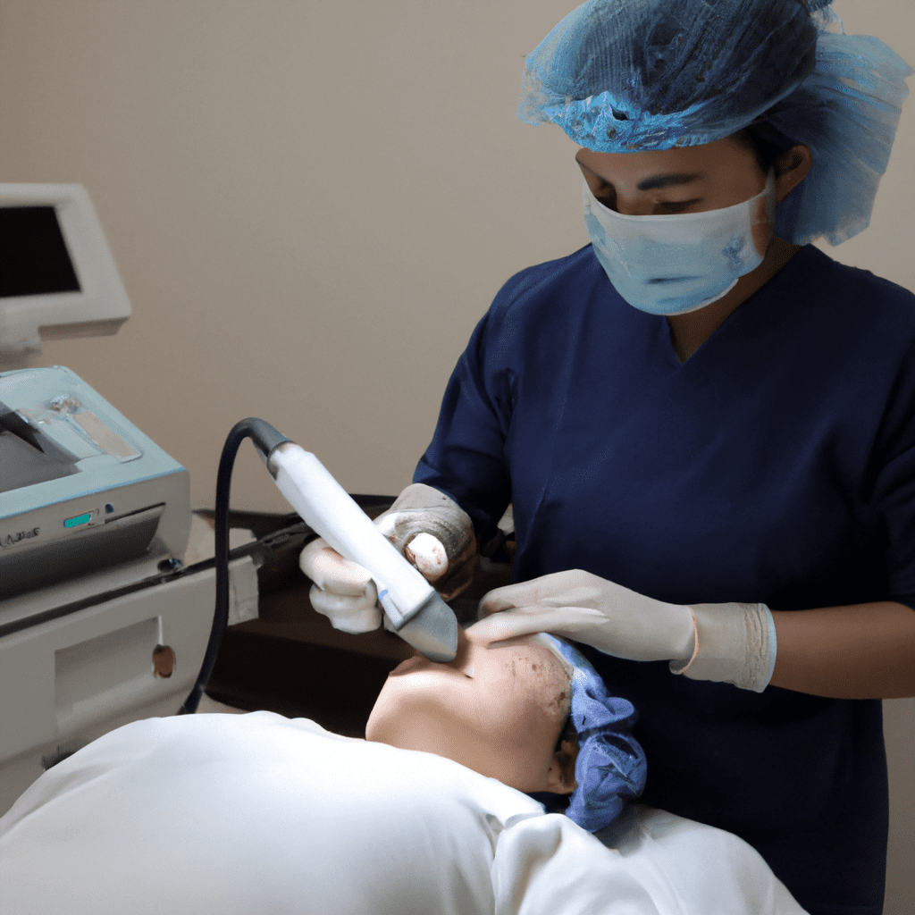 A skilled and experienced dermatologist performing laser surgery.