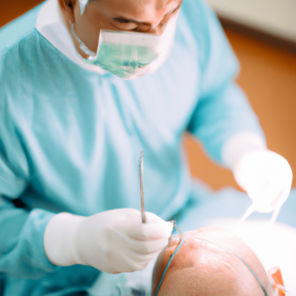 A skilled surgeon performing hair transplant.