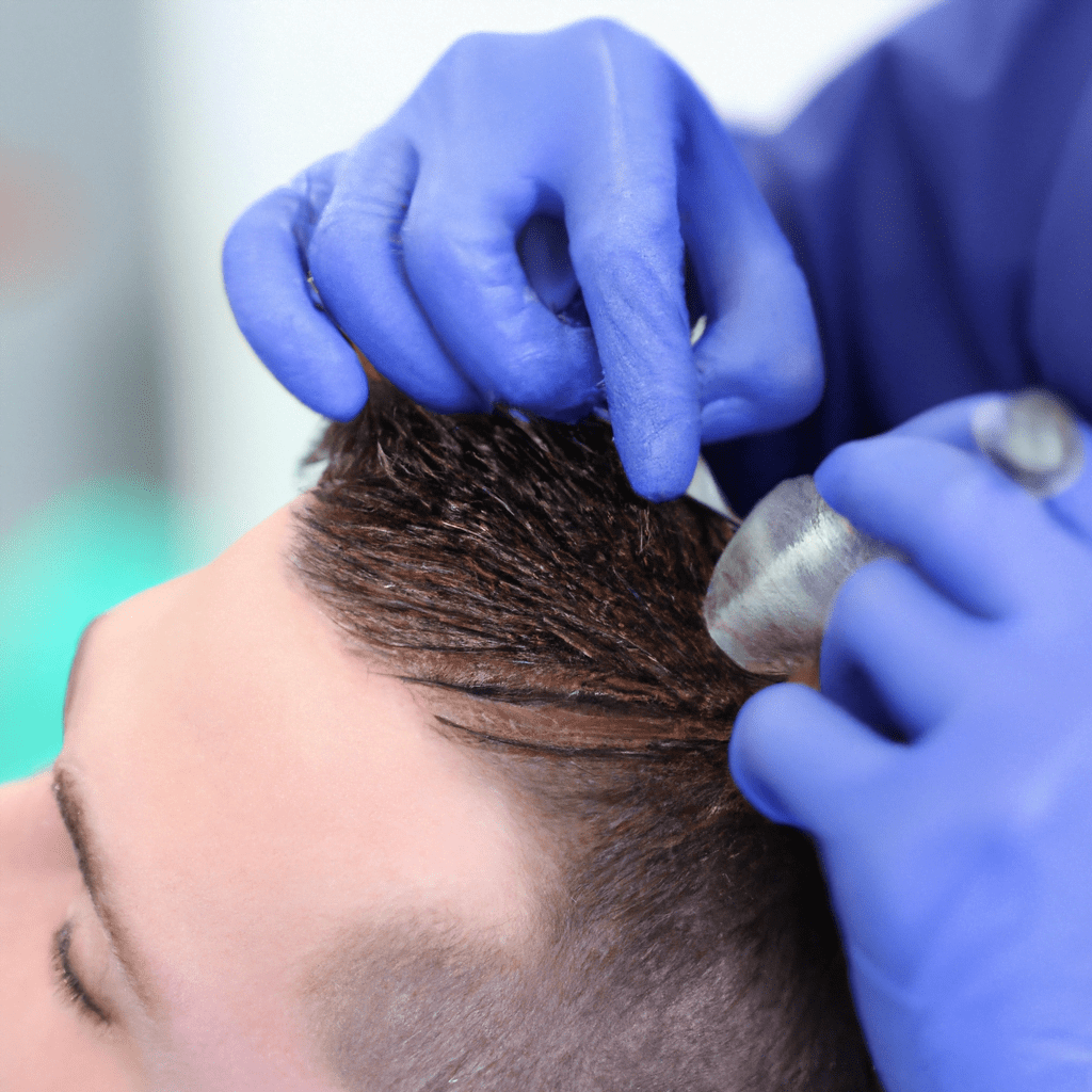 Aesthetic expert performing advanced hair transplant.